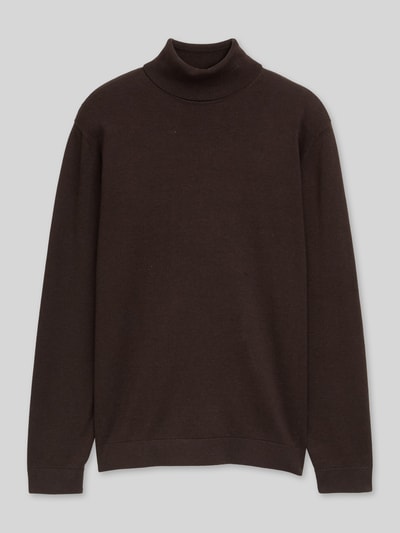 Tom Tailor Rollkragenpullover mit Feinstrickstruktur Dunkelbraun 2