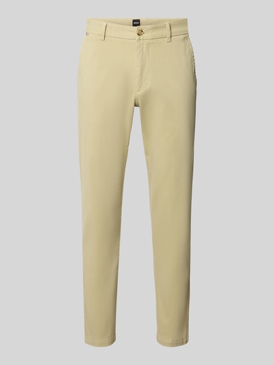 Produktfoto, beżowe spodnie chinosy z mieszanki bawełny Slim Fit Chino aus Baumwoll-Mix model 'Kaiton1' od BOSS, Herren schmale Hose