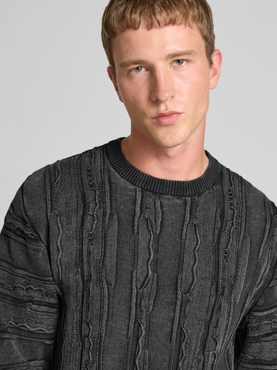 Redefined Rebel Gebreide pullover met structuurmotief, model 'Jamie' Zwart - 3