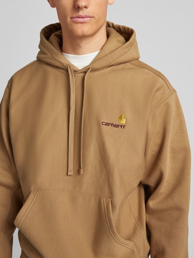 Carhartt Work In Progress Hoodie mit Label-Stitching Modell 'AMERICAN SCRIPT' Beige 3