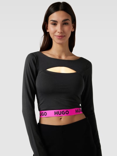 HUGO Shirt met lange mouwen en cut-out, model 'KAT' Zwart - 3