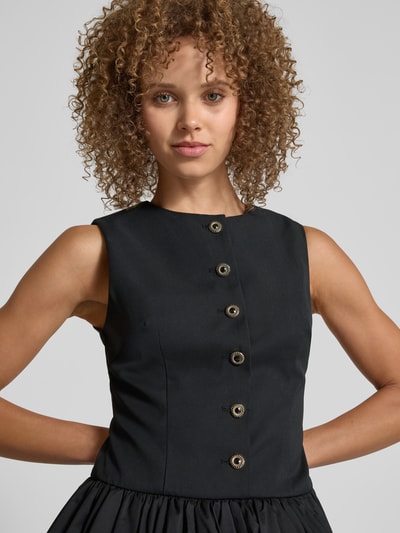 Amy Lynn Cocktailjurk met knoopsluiting, model 'Bea' Zwart - 3