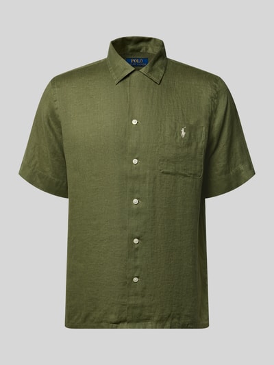 Produktfoto, Regular Fit vrijetijdsoverhemd uit puur linnen van Polo Ralph Lauren in effen kleuren met borstzak en gestikt logo, grof geweven textuur