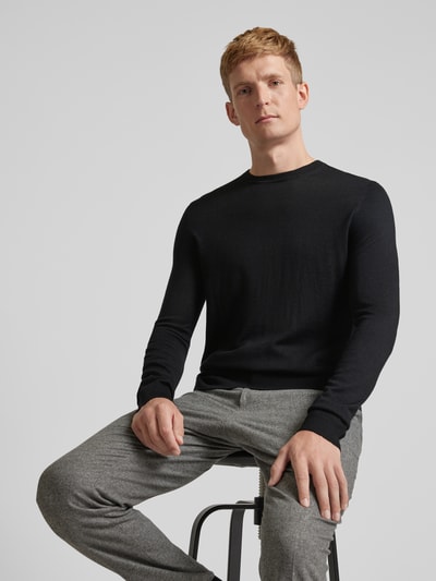 Christian Berg Men Strickpullover mit Rundhalsausschnitt Black 3