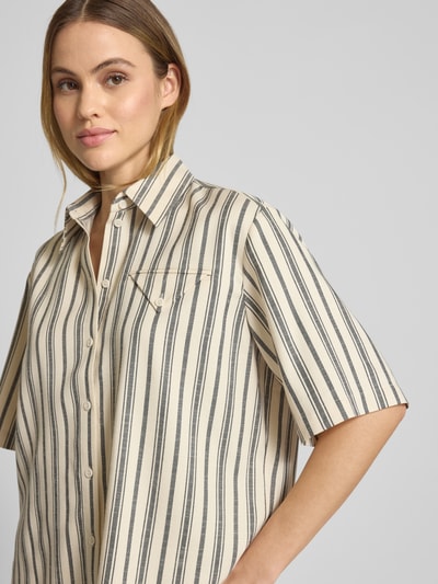 Jake*s Collection Relaxed fit overhemdblouse met borstzak Beige - 3