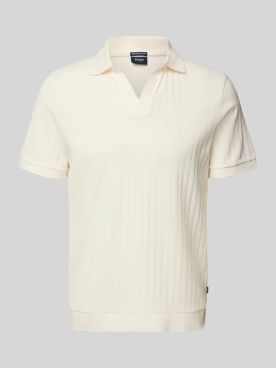 Produktfoto, Regular Fit Poloshirt mit V-Ausschnitt Modell 'Baronito' von JOOP! Collection aus reiner Baumwolle, Strukturmuster, cremefarben.