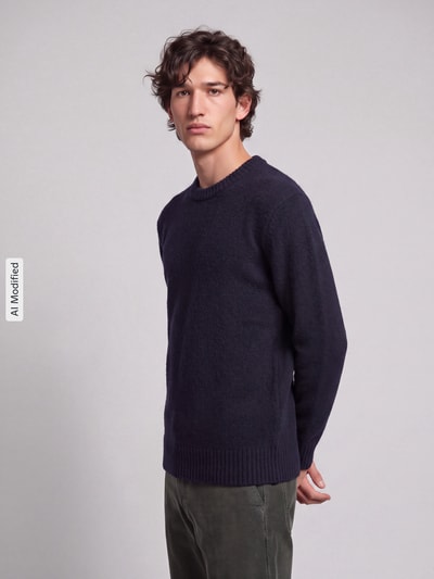 Selected Pullover mit Strukturstrick Dunkelblau 4