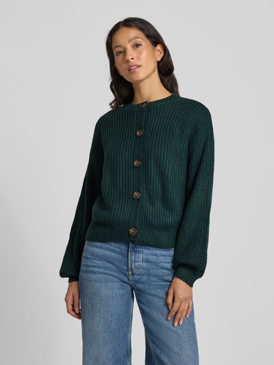 Vero Moda Relaxed Fit Strickjacke mit einreihiger Knopfleiste Modell 'LEA' Dunkelgruen 4