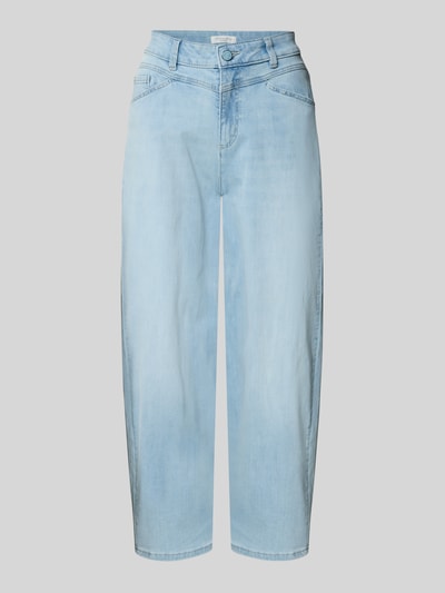 Produktfoto, Barrel Fit Jeans im 5-pocketmodel van Christian Berg Woman in lichte blauwtint, katoenmix, verkorte pasvorm, knoop- en ritssluiting