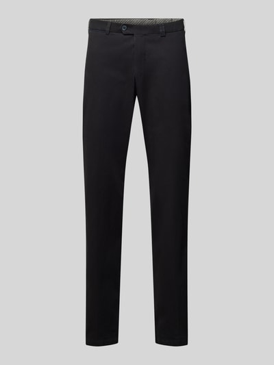 Produktfoto, schwarze, gerade geschnittene Regular Fit Chino aus Baumwoll-Mix Modell 'PEAKER' von Hiltl, Herren Weite Hose.