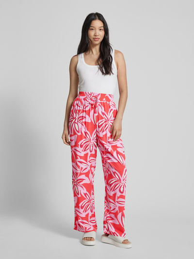 Schiesser Flared stoffen broek met all-over motief, model 'Mix+Relax' Rood - 1