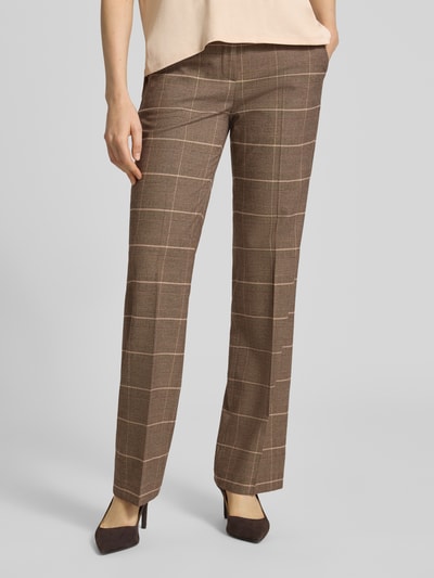 TONI Regular Waist Stoffhose mit Bundfalten Dunkelbraun 4