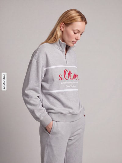 s.Oliver RED LABEL Relaxed Fit Sweatshirt aus Baumwoll-Mix - s.Oliver x Heidi Klum Hellgrau 4
