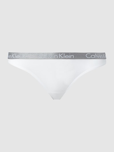 Calvin Klein Underwear String mit Logo-Bund in Metallicoptik  Weiss 1