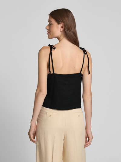 ICHI Top aus Leinen-Viskose-Mix mit Knopfleiste Black 5