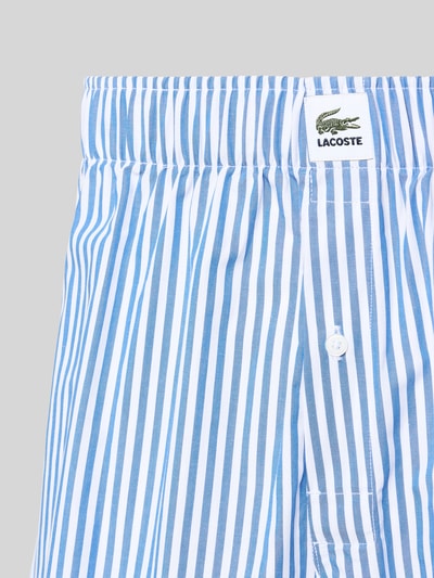 Produktfoto, Regular Fit Boxershorts aus reiner Baumwolle im 2er-Pack von Lacoste, krój regular fit, paski, label patch, elastyczny pas, gładka i pasiasta struktura, komplet 2 sztuk
