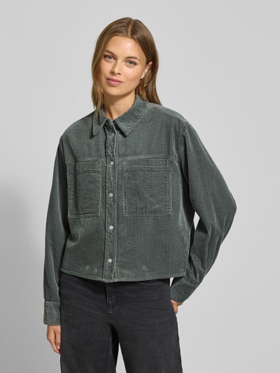 OPUS Regular Fit Hemdjacke aus Cord Modell 'Falba' Petrol 4