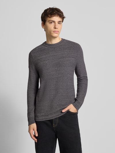 Superdry Gebreide pullover met ribboorden Donkergrijs - 4