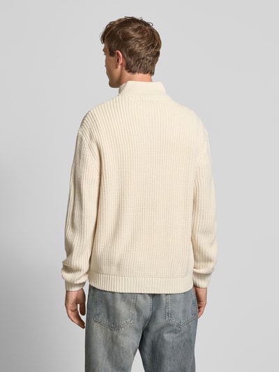 REVIEW Strickpullover mit Stehkragen und Reißverschluss Ecru 5