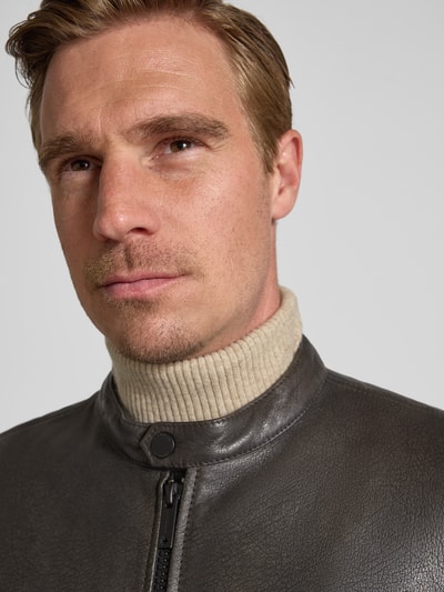 Strellson Slim Fit Lederjacke aus genarbtem Lammleder Modell 'JACE' Black 3