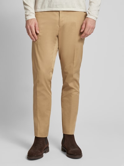 Carl Gross Slim fit pantalon met persplooien, model 'Tomte' Beige - 4