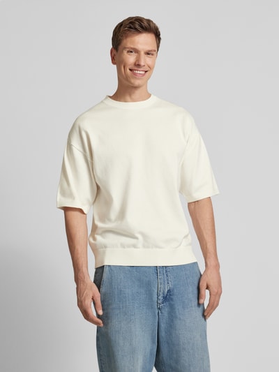 Jack & Jones Premium T-Shirt in Strick-Optik mit gerippten Abschlüssen Weiss 4