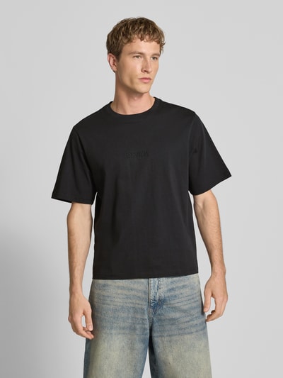 REVIEW T-Shirt mit Rundhalsausschnitt und Logo-Stitching Black 4