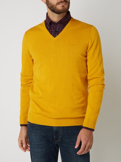 s.Oliver RED LABEL Pullover met V-hals  Donkergeel - 4