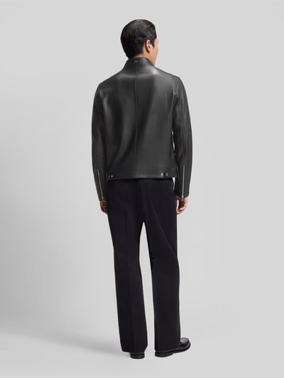 BOSS Regular fit leren jack van echt lamsleer model 'H-Mansell5' Zwart - 5