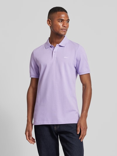 s.Oliver RED LABEL Regular Fit Poloshirt aus reiner Baumwolle mit Label Stitching Lavender 4