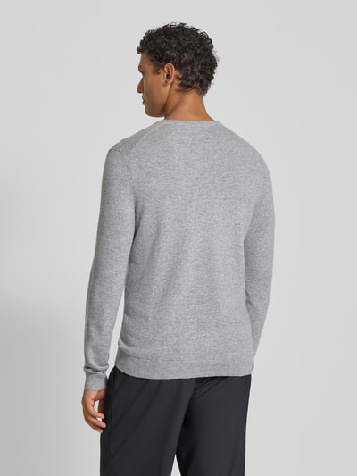 Christian Berg Men Kaschmirpullover mit V-Ausschnitt Mittelgrau Melange 5