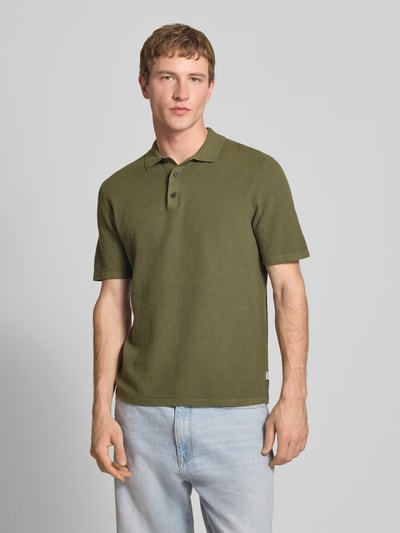 JACK & JONES koszulka polo o kroju regular fit z fakturowanym wzorem model 'GEORGE' Oliwkowy 4