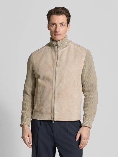 BOSS Regular Fit Lederjacke aus Ziegenvelours Modell 'M-MAVEN' Beige 4