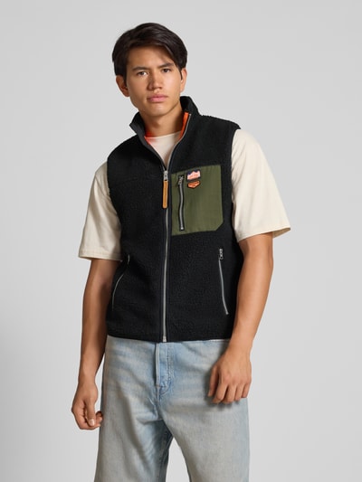 Superdry Fleecegilet met ritszakken en opstaande kraag Zwart - 4