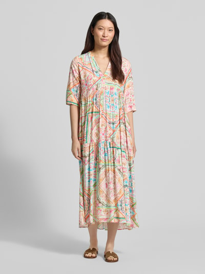 Emily Van den Bergh Maxikleid aus Viskose mit V-Ausschnitt Pink 4