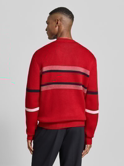 ARMANI EXCHANGE Sweter z dzianiny z prążkowanymi wykończeniami Czerwony 5