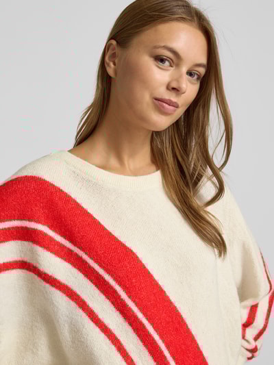 ICHI Relaxed fit gebreide pullover met alpaca, model 'KAMARA' Offwhite - 3