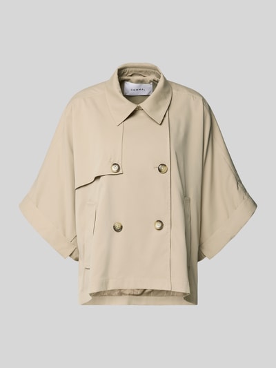 Produktfoto, Relaxed Fit Jacke im kurzärmeligem Design von Comma, beigefarbene Jacke mit Umlegekragen, doppelter Knopfleiste und Eingrifftaschen