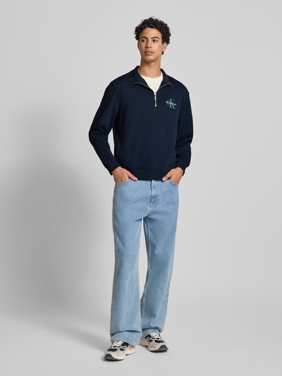 Calvin Klein Jeans Regular Fit Sweatshirt mit Logo-Stitching Modell 'Terry' Marine 1