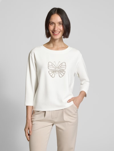 monari Sweatshirt mit Label-Detail Offwhite 4