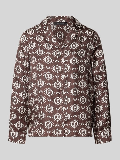 Weekend Max Mara Regular fit zijden blouse met reverskraag, model 'ONCIA' Donkerbruin - 2