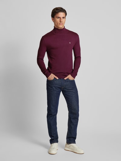 Scotch & Soda Sweter z dzianiny z golfem Bordowy 1