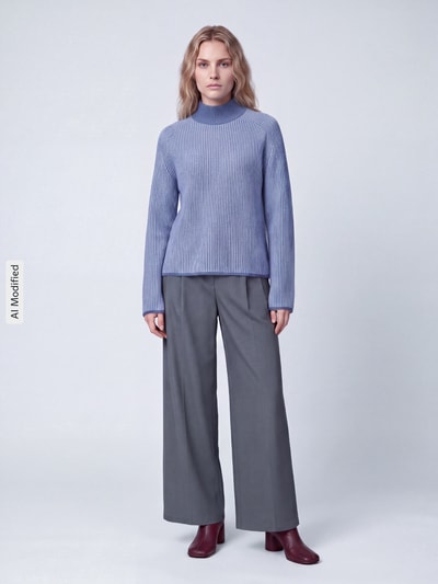 Tom Tailor Pullover mit Mock Neck Kragen Hellblau 1