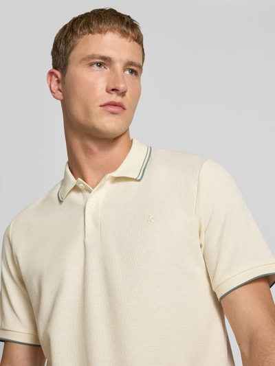 Jack & Jones Regular Fit Poloshirt mit Strukturmuster Modell 'AUSTIN' Offwhite 3