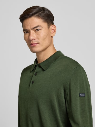 MAERZ Muenchen Regular fit pullover van merinowol in gebreide look Olijfgroen - 3