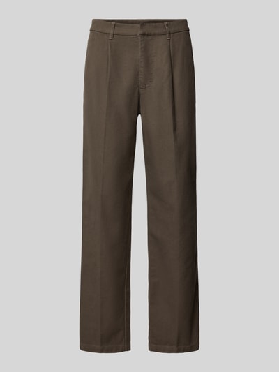 Produktfoto, Bundfaltenhose mit Gesäßtaschen von Armani Exchange in Braun, Regular Fit, glatte Textur, Label-Detail, schlichte Optik