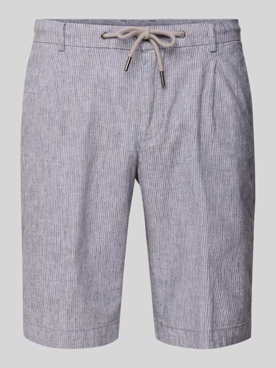 bugatti Regular Fit Bermudas aus Baumwoll-Mix mit Leinen-Anteil Blau 2