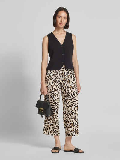 ICHI Kuloty z szeroką nogawką i efektem marszczenia model ‘MARRAKECH’ Beżowy 1