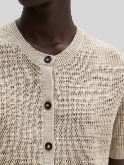 Marc O'Polo Loose Fit Strickjacke aus Baumwolle-Leinen-Mix Sand 3
