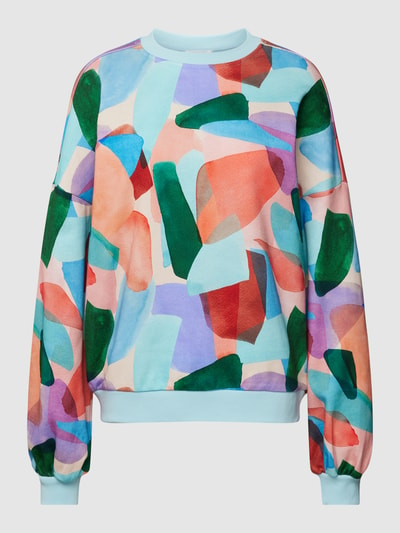 POM Amsterdam Sweatshirt met all-over motief, model 'Elements' Groen - 2